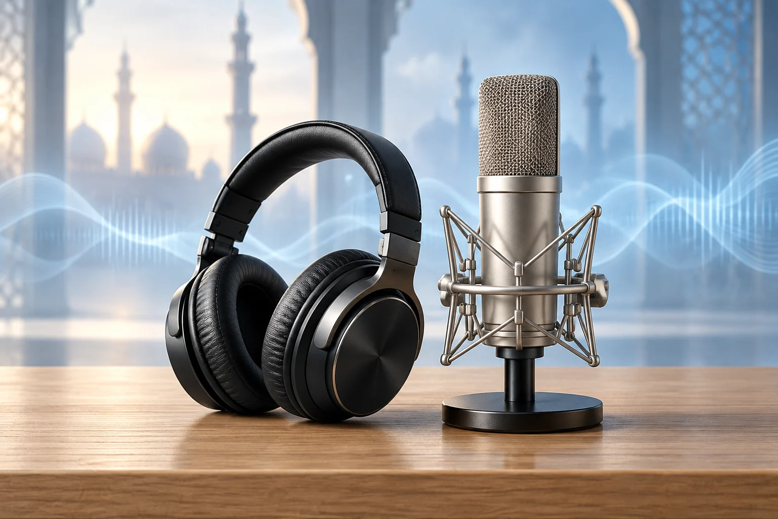 سماعات وميكروفون للاستماع إلى الدروس